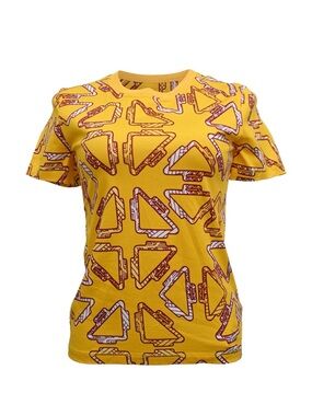 Hermes Yellow Cotton Graphic Triangle Tatersales Print T-Shirt LIKE NEW